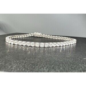 Vtg 925 STERLING SILVER & Cz Tennis Bracelet Cubic Zirconia Sz 8